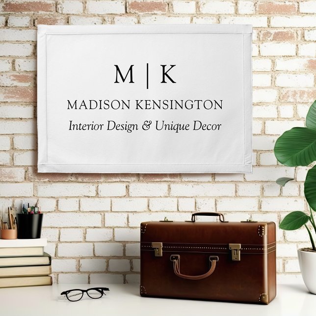 Minimalist Monogram or Add Logo Business Pennant (Edit to Customize text, colors and more)