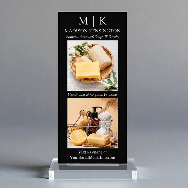 Minimalist Monogram or Add Logo Business Photo Rack Card (Customize to change text size, color or to add more text or photos to back of card.)