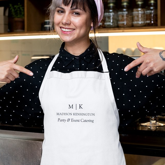 Minimalist Monogram or Add Logo Business Pocket Long Apron (Edit to Customize text color, text style and more)