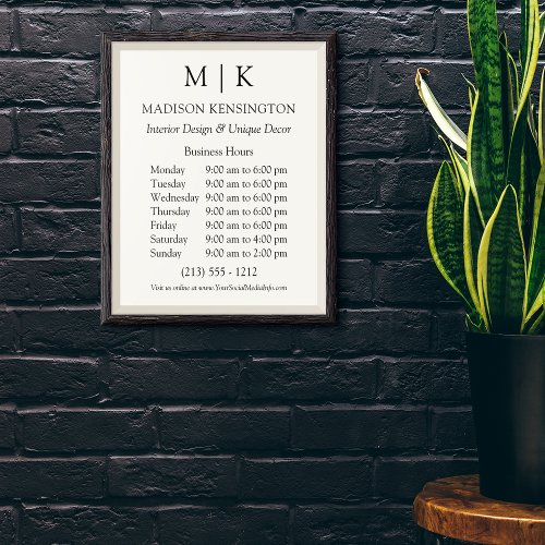 Minimalist Monogram or Add Logo Business Poster