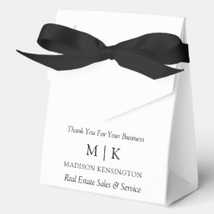 Minimalist Monogram or Add Logo Business Ribbon Favor Boxes