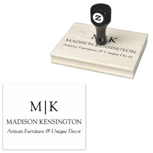 Minimalist Monogram or Add Logo Business Rubber Stamp