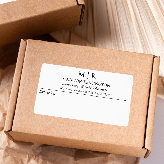 Minimalist Monogram or Add Logo Business Shipping Label (Edit to Customize text, colors and more)