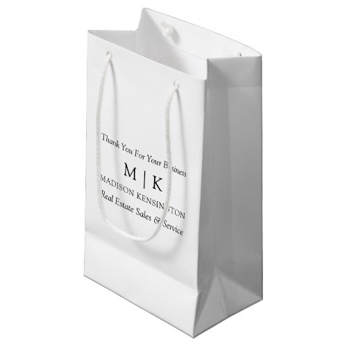 Minimalist Monogram or Add Logo Business Small Gift Bag