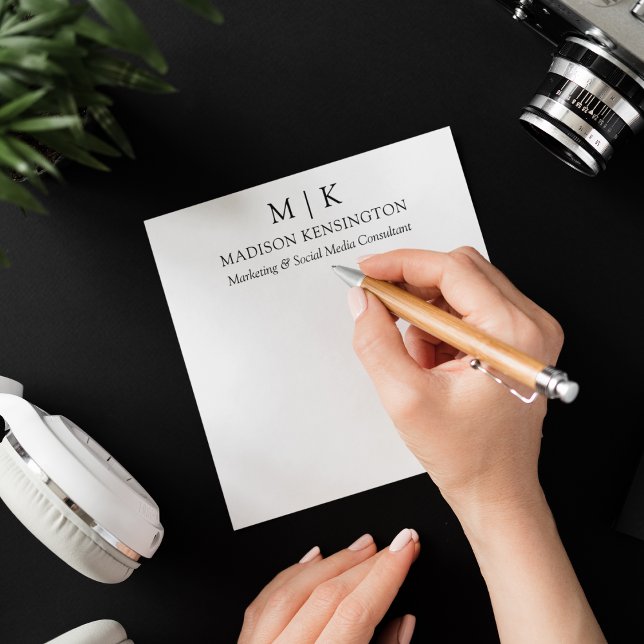 Minimalist Monogram or Add Logo Business Square Note Card (Customize to change text size, style or background color.)