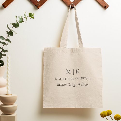 Minimalist Monogram or Add Logo Business Tote Bag