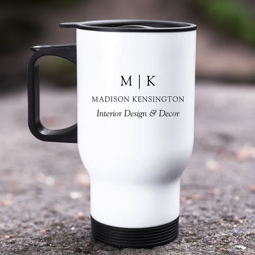 Minimalist Monogram or Add Logo Business Travel Mug