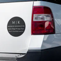 Business service add logo black white gray border car magnet