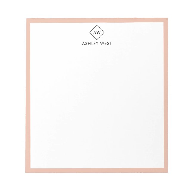 Minimalist Monogram Personal Stationery Notepad (Front)