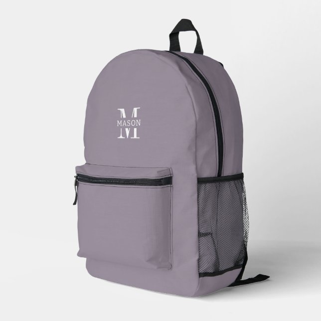 Minimalist Monogram Personalized Printed Backpack (Back Corner Right)