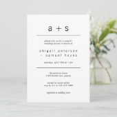 Minimalist Monogram Photo Couples Wedding Shower Invitation (Standing Front)