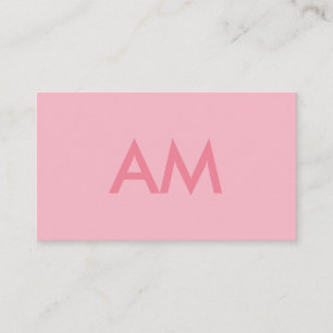 Minimalist Monogram Pink Business Card