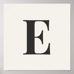 Minimalist Monogram Poster   Gray & Ivory Initial 