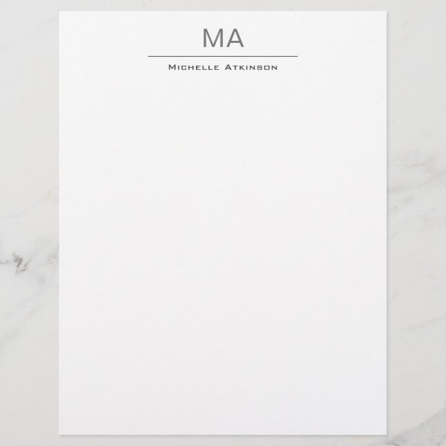 Minimalist Monogram Professional Plain Simple Letterhead (Front)