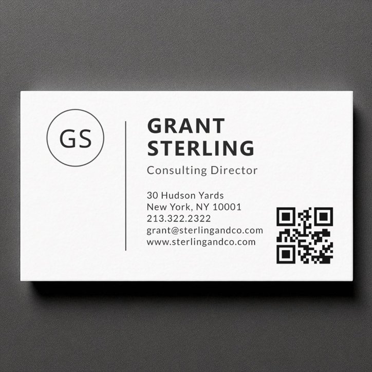 Minimalist Monogram Professional QR Code Business Card
