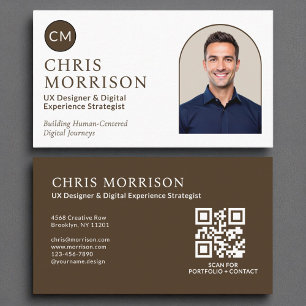 Minimalist Monogram Professional QR Code Photo Business Card
