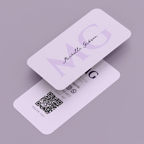 Minimalist Monogram Purple Modern Aesthetic  Business Card