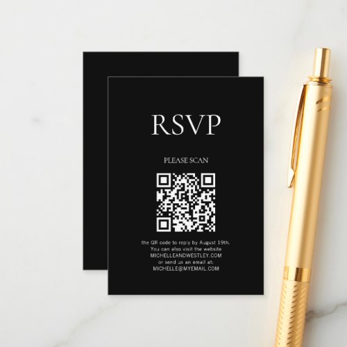 Minimalist Monogram QR Code Wedding RSVP Enclosure Card