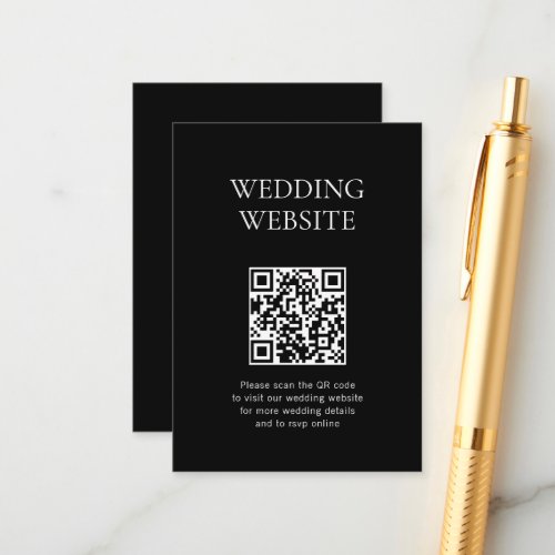 Minimalist Monogram QR Code Wedding Website Enclosure Card