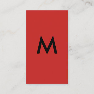 Minimalist Monogram Red Black Business Card