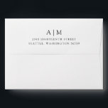 Minimalist Monogram Return Address Black and White Envelope<br><div class="desc">Minimalist Monogram Traditional Typography Wedding Matching Return Address Envelope in Black and White</div>