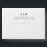 Minimalist Monogram Return Address Black and White Envelope<br><div class="desc">Minimalist Monogram Traditional Typography Wedding Matching Return Address Envelope in Black and White</div>
