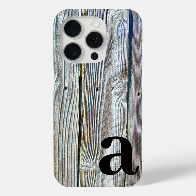 Minimalist monogram rustic Barn-wood   Case-Mate iPhone Case (Back)