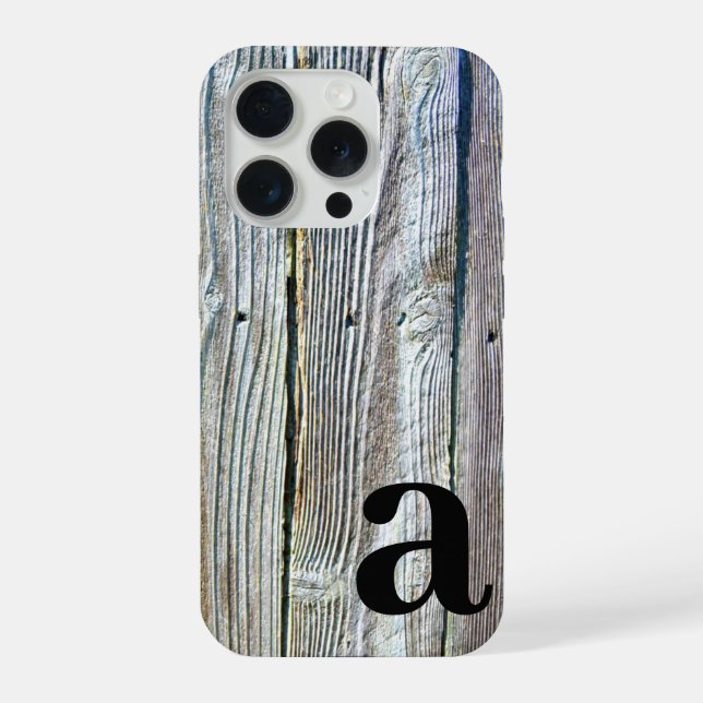 Minimalist monogram rustic Barn-wood   Iphone Case (Back)