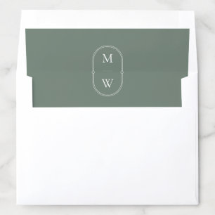 Minimalist Monogram Sage Green Wedding Envelope Liner