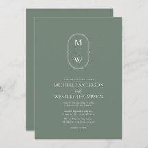 Minimalist Monogram Sage Green Wedding