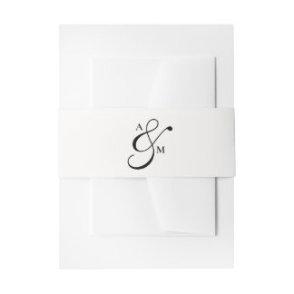 Minimalist Monogram Script Ampersand Invitation Belly Band