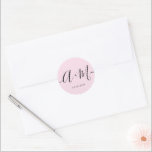 Minimalist Monogram Script Custom Pink wedding Classic Round Sticker<br><div class="desc">Elevate your wedding details with the Minimalist Monogram Script Custom Wedding Date blush pink Sticker. This elegant and personalized sticker adds a touch of sophistication to your wedding stationery, allowing you to showcase your monogram and wedding date in a simple yet impactful way. The sticker features a minimalist script design...</div>