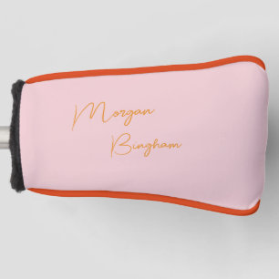 Minimalist monogram script pink golf head cover