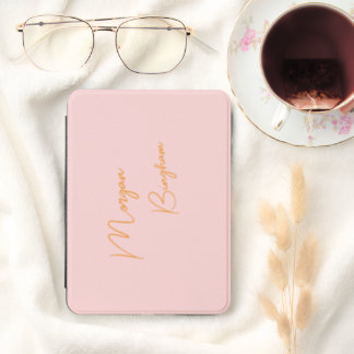 Minimalist monogram script pink kindle cover