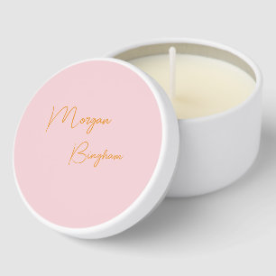 Minimalist monogram script pink mini candle favors