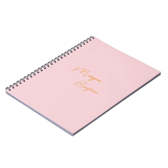 Minimalist monogram script pink notebook (Left Side)