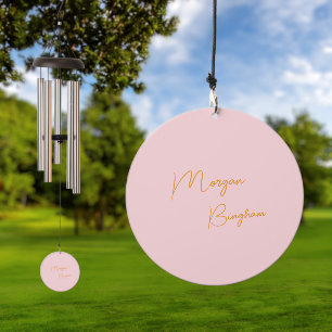 Minimalist monogram script pink wind chime