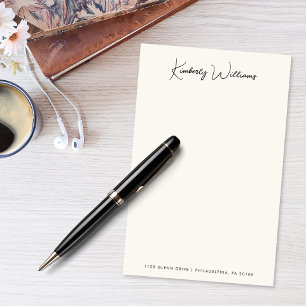 Minimalist Monogram Signature Script Cream Stationery