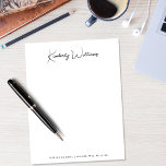 Minimalist Monogram Signature Script Personalized Letterhead<br><div class="desc">Personalized minimalist monogram letterhead stationary featuring your name in a chic modern signature script and your address or other text in simple typography.</div>