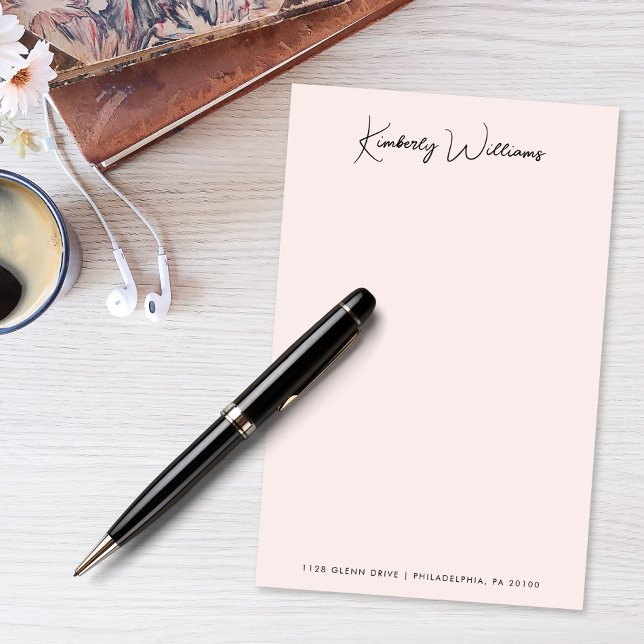 Minimalist Monogram Signature Script Pink Stationery (Creator Uploaded)