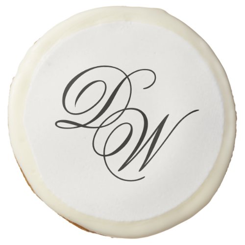 Minimalist Monogram Simple Black and White Wedding Sugar Cookie