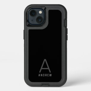 Minimalist Monogram Simple Name Black Gray iPhone 13 Case