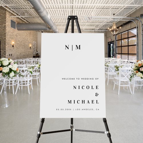 Minimalist Monogram Simple Wedding Welcome Sign