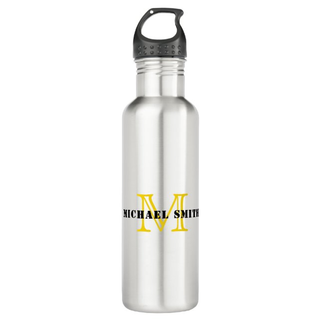 Minimalist Monogram Stainless Steel Water Bottle (Front)
