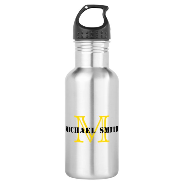 Minimalist Monogram Stainless Steel Water Bottle (Front)
