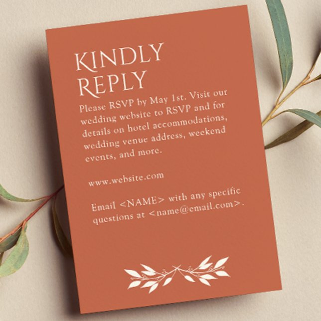 Minimalist Monogram Striped Copper Red RSVP Card (Creator Uploaded)