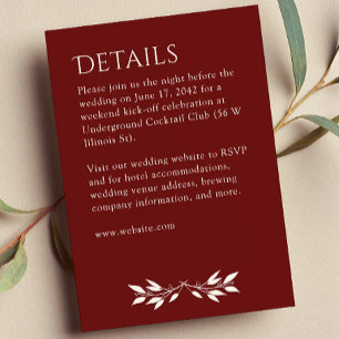 Minimalist Monogram Striped Rosewood Red Details Enclosure Card