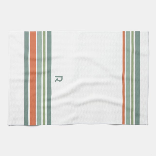 Minimalist Monogram Stripes Kitchen Towel (Horizontal)