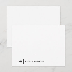 Minimalist Monogram Typography Black White Flat Note Card