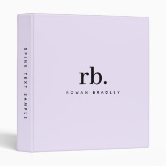 Minimalist Monogram Violet Clean Professional 3 Ring Binder
